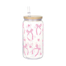 Axyaa Cherry Bow Plastic Cup with Straw Lid: Reusable, 16oz Cute Holiday Drinkware