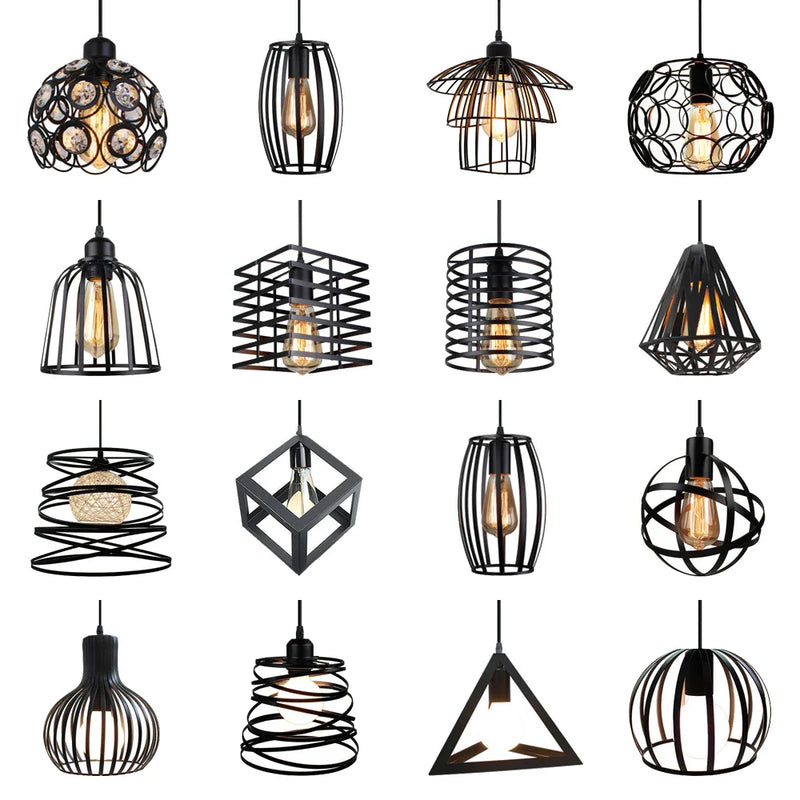 Axyaa Retro Loft Cage Pendant Light Industrial Vintage Kitchen Island Lamp