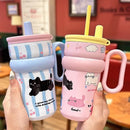 Axyaa Kawaii Cat Thermal Mug 650ml Stainless Steel Tumbler