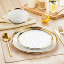 Axyaa 12/24-Piece White and Golden Rim Dinnerware Sets for 4