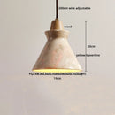 Axyaa Yellow Travertine Wood Pendant Light, LED Hanging Lamp for Dinging Living Room