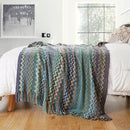 Axyaa Boho Knit Throw Blanket with Tassels - Soft Woven Sofa and Bed Plaid