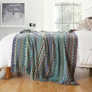 Axyaa Boho Tassel Throw Blanket, Lightweight Knit Sofa Bed Plaid, Soft Bohemian Decorative Blanket