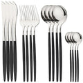 Axyaa 16-Piece Stainless Steel Cutlery Set in Black Gold Mirror Finish