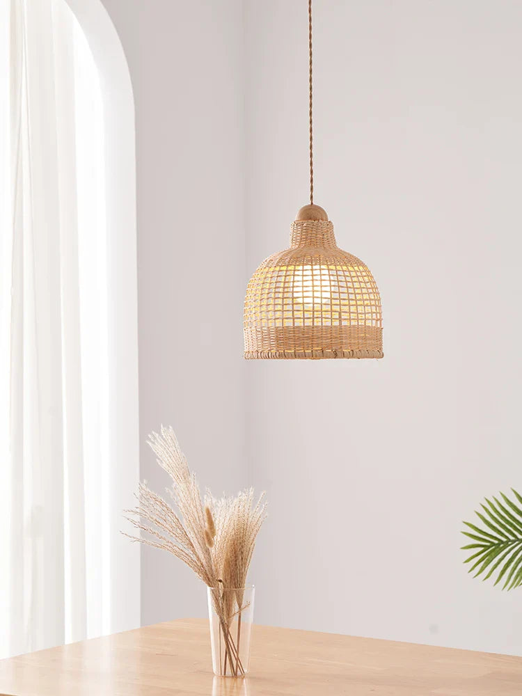 Axyaa Bamboo Pendant Lamps: Handmade Wabi Sabi American Country Style for Living, Dining, Bar