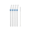 Axyaa Flower Glass Straws: Reusable Drinking Straw Set for Smoothies, Cocktails & More