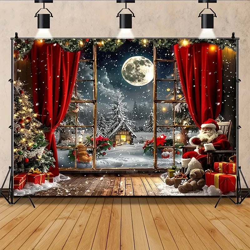 Axyaa Winter Night Santa Claus Tapestry Home Decoration
