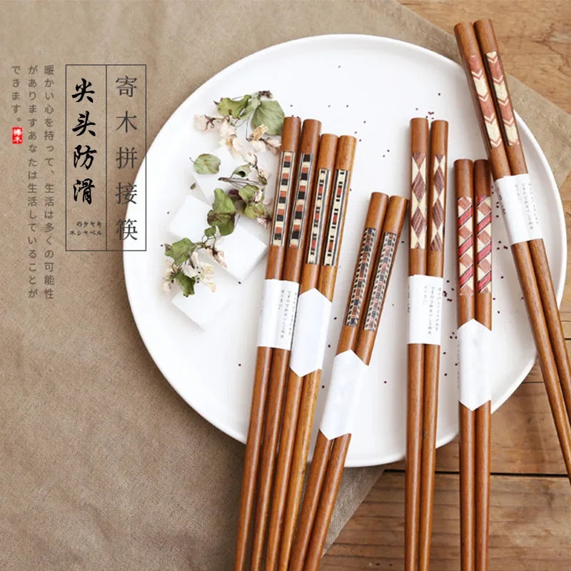 Axya Japanese Style Black Solid Wood Chopsticks Set