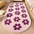 Axyaa Pink Flower Pattern Plush Carpet: Soft, Thick, Washable Rug for Bedroom & Living Room