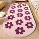 Axyaa Pink Flower Pattern Plush Carpet: Soft, Thick, Washable Rug for Bedroom & Living Room