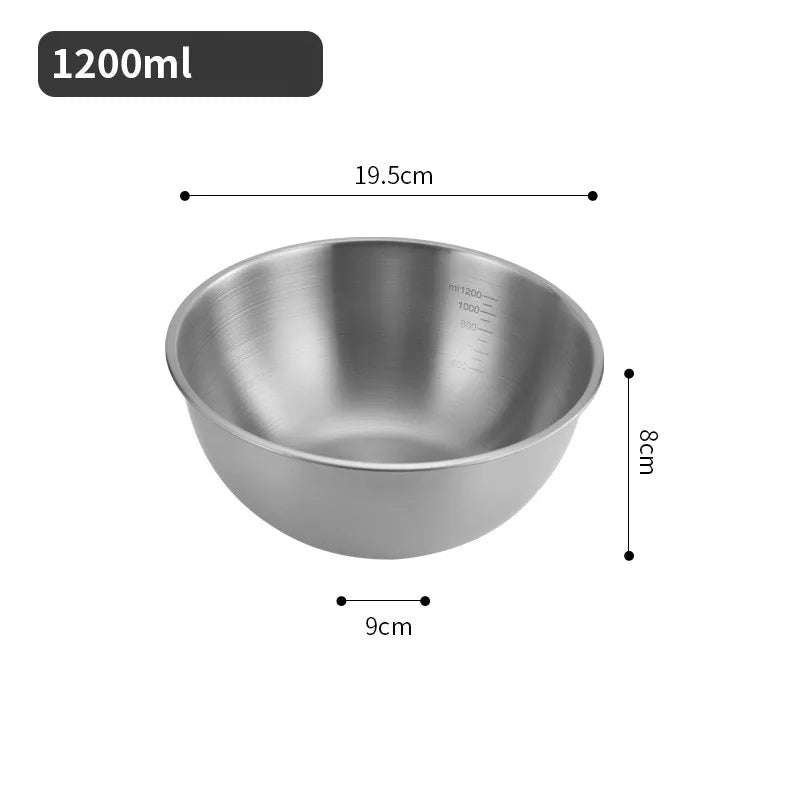 Axyaa Stainless Steel Salad Bowl with Scale - Korean Style Ramen Noodles Soup Container