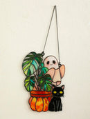 Axyaa Ghost Cat Pumpkin Wall Decor Acrylic Hanging Ornament Home Garden Gift