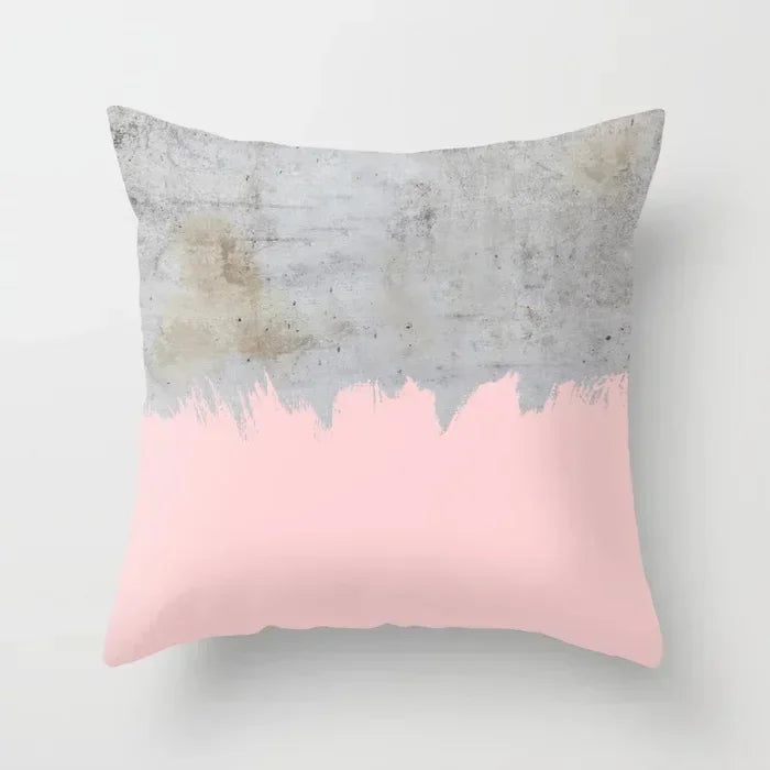 Nordic Pink Yellow Geometry Cushion Cover Abstract Art Pillowcase - Axyaa