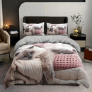Axyaa 3D Cat Print Duvet Cover Set - All Season Soft Comfort Bedding