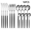 Axyaa 16-Piece Stainless Steel Tableware Set for Home, Hotel, and Restaurant