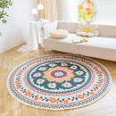 Axyaa Round Boho Cotton Linen Rug with Tassel Detail