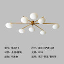 Axyaa Gold Glass LED Chandelier Bauhaus Brass Ceiling Lamp