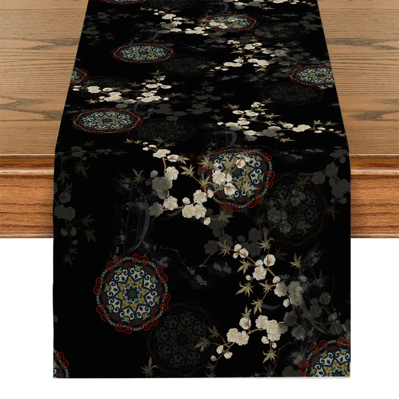 Axyaa Floral Fan Pattern Table Runner – Farmhouse Wedding Party Decoration