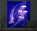 Axyaa Psychedelic Jellyfish UV-Reactive Tapestry for Bedroom and Dorm Decor