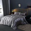 Axyaa Silk-Like Satin Hotel Duvet Cover Set - Queen Size Luxe Comforter Bedding