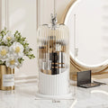 Axyaa Rotating Birdcage Makeup Brush Holder with Clear Lid - Vanity Cosmetic Storage