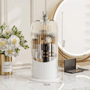 Axyaa Rotating Birdcage Makeup Brush Holder with Clear Lid - Vanity Cosmetic Storage