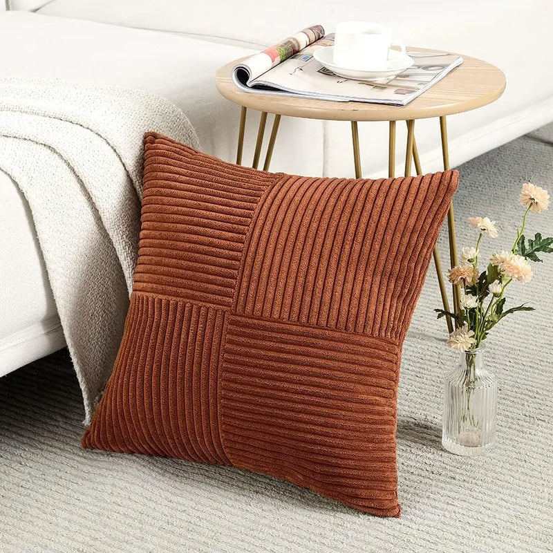 Corduroy Boho Throw Pillow Covers 18x18 Inch for Home Decor - Axyaa
