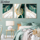 Marble Green Gold Allah Name Arabic Calligraphy Canvas Print by Axyaa
