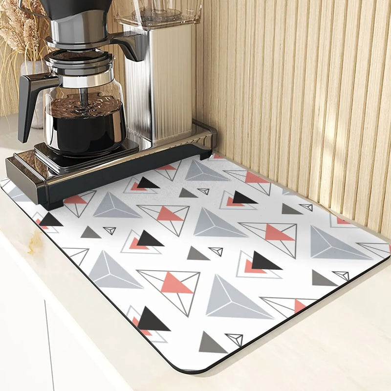 Axyaa Polygon Pattern Cup Mat Set - Absorbent Diatomaceous Earth Coasters