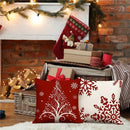 Axyaa Red Snowflake Christmas Tree Pillowcover for Festive Living Room Decor