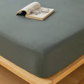 Axyaa Cotton Fitted Sheet with Elastic Bands for Double King Queen Bed, Non-Slip Solid Color