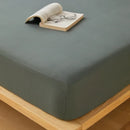 Axyaa Cotton Fitted Sheet with Elastic Bands for Double King Queen Bed, Non-Slip Solid Color