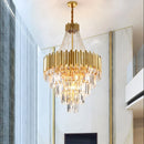Axyaa Modern Crystal Chandeliers: Large Round LED Hanging Fixture for Living Dining Room