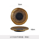 Axyaa White Gold Ceramic Stone Pattern Sushi Plate Molecular Cooking Tableware