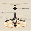 Axyaa European Oil Rubbed Bronze Chandelier with Glass Shades for Living Room & Kitchen