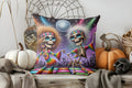 Axyaa Halloween Skeleton Witch Motorcycle Pattern Cushion Cover for Sofa Bedroom Car