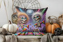 Axyaa Halloween Skeleton Witch Motorcycle Pattern Cushion Cover for Sofa Bedroom Car