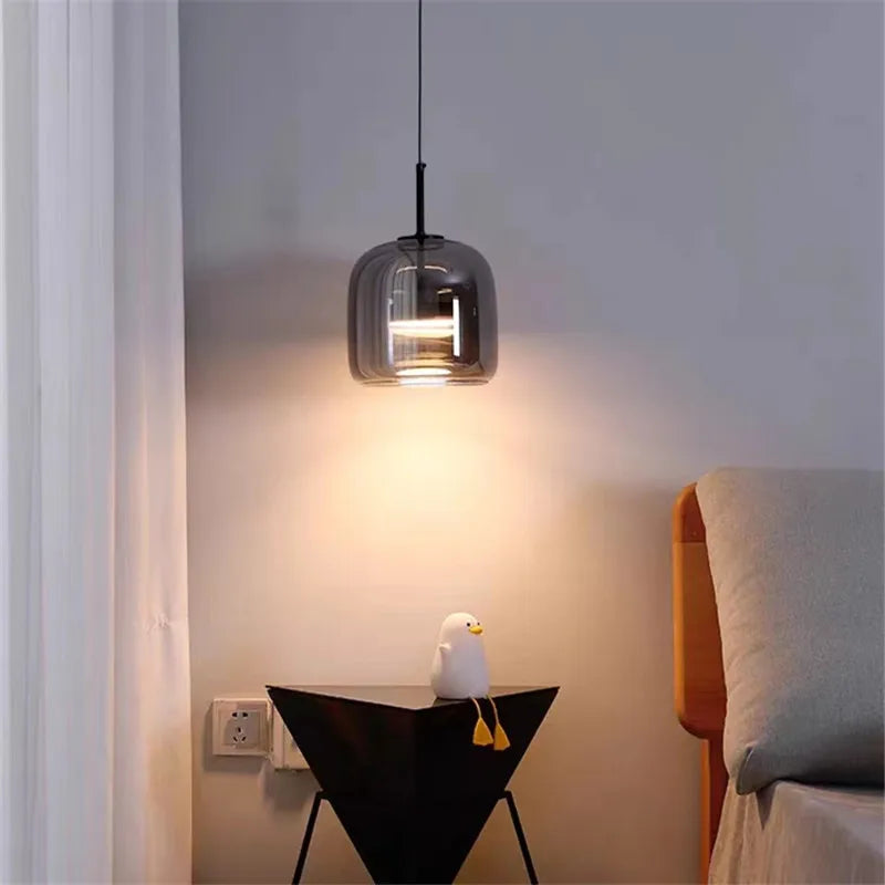 Nordic Glass Pendant Light LED Mini Copper for Bedroom Beside Table - Axyaa Brand