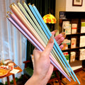 Axyaa Alloy Non-Slip Chopsticks Set - Good Luck Love Reusable Party Tableware