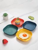 Axyaa Square Plastic Dessert Plates Set of 4, Durable Tableware for Camping & Picnics