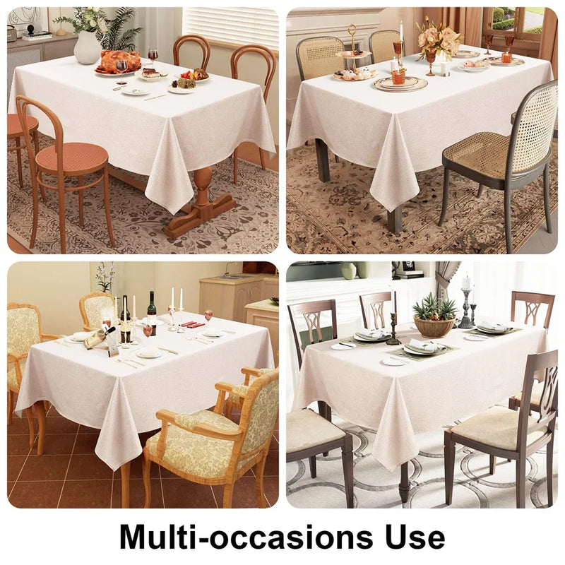 Axyaa Waterproof Faux Linen Rectangle Tablecloth for Kitchen & Dining