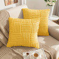 Axyaa Boho Stripe Geometry Plush Pillow Covers, 18inx18in