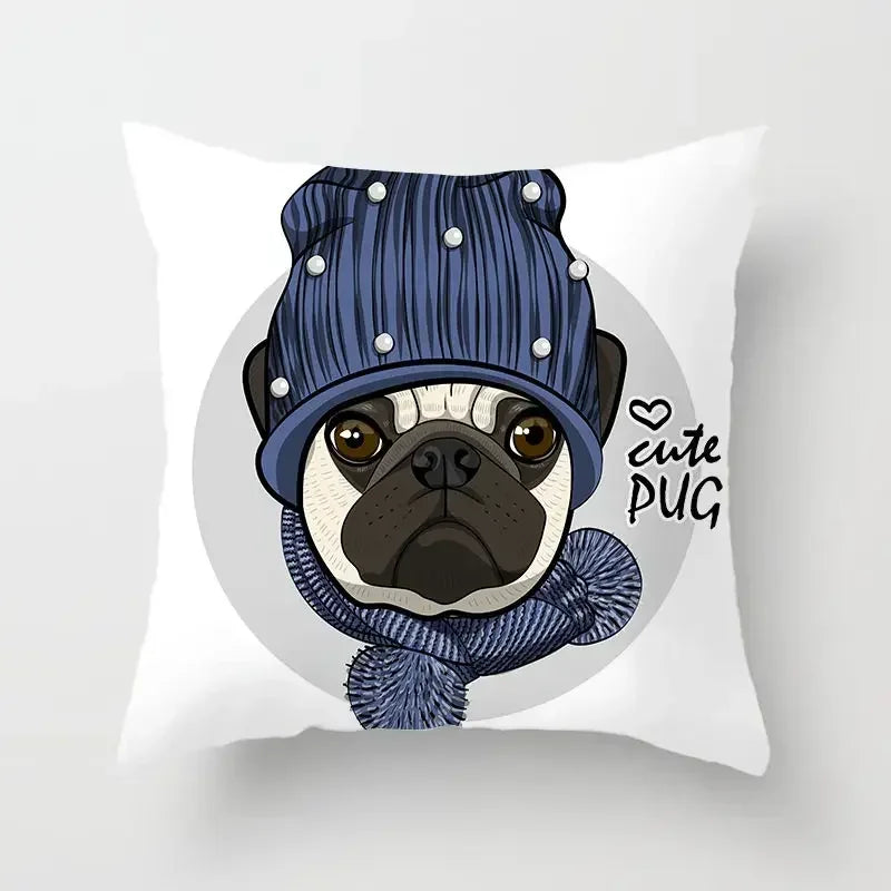 Cute Pug Bulldog Pillowcase for Living Room Decor - Axyaa Home Decor