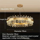 Axyaa Luxury Golden Crystal Round Ceiling Chandelier Light for Living Room