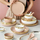 Axya Porcelain Dinner Plate Set with Gold Rim, Kitchen Ceramics Food Dishes