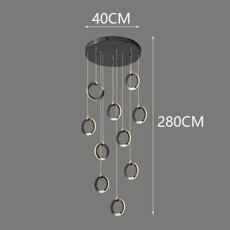 Axyaa Staircase Chandeliers: Modern LED Pendant Light Lamps for Living Room