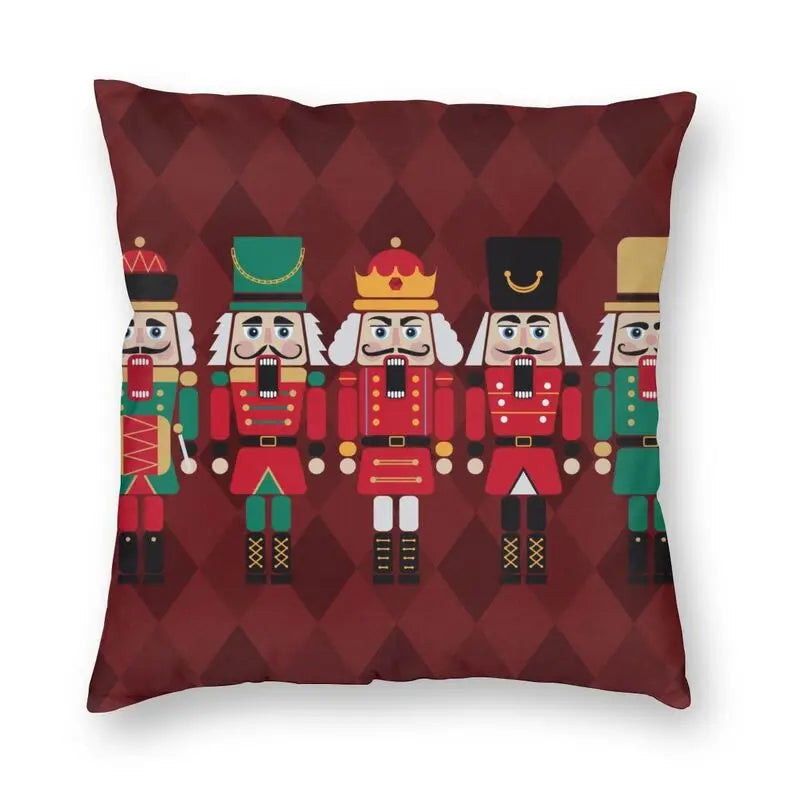 Nutcracker Doll Cushion Cover - Axyaa Square Throw Pillow for Christmas Home Decor