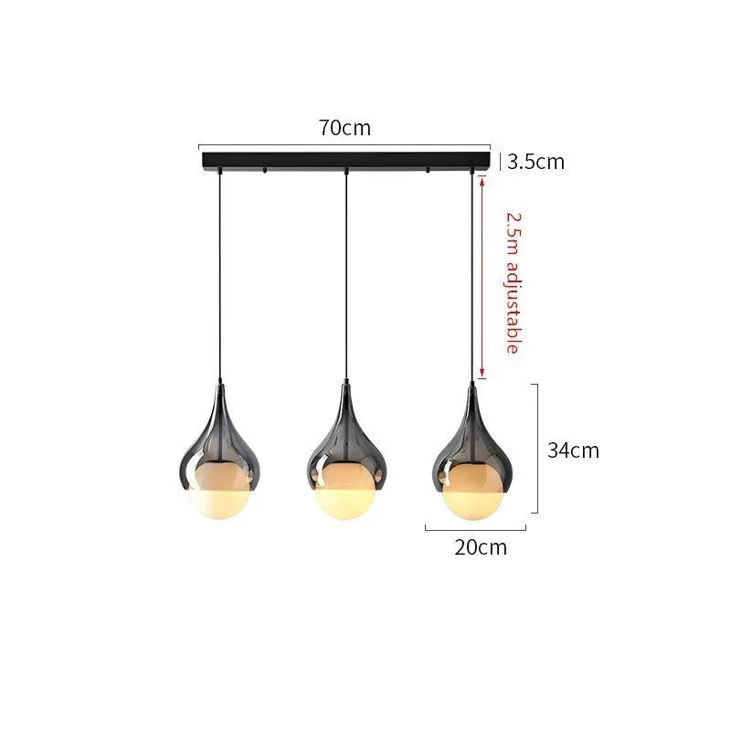 Axyaa Smoke Grey Glass Pendant Lamps for Kitchen Dining Table Light - Hanging Light for Living Room and Bedroom