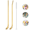 Axyaa Stainless Steel 2-in-1 Straw Spoon Set for Drinks, Cocktails, Coffee & Juice