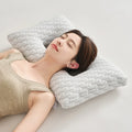 Axyaa White Knitted Cotton Ear Protector Design Neck Health Care Pillow